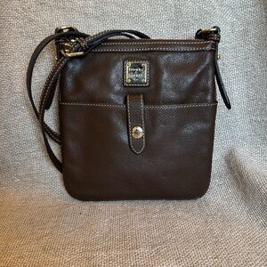 Dooney & Bourke Pebble Grain Letter Carrier Crossbody | Brown Leather with COA